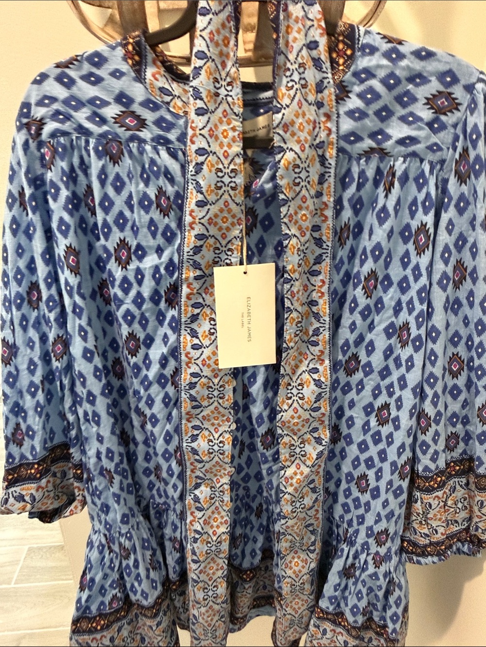 Elizabeth and James Blue Printed Midi Dress